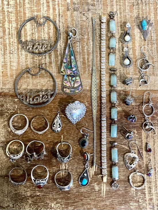 Unknown Jewelry - Broken Sterling Silver Jewelry Lot for Crafting